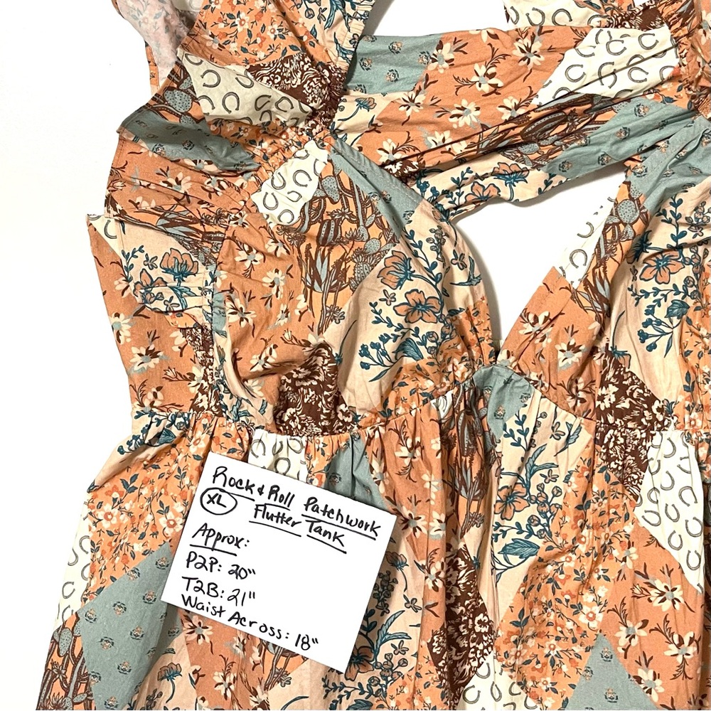 NWT Rock & Roll Denim Patchwork Flutter Tank - Ti… - image 2